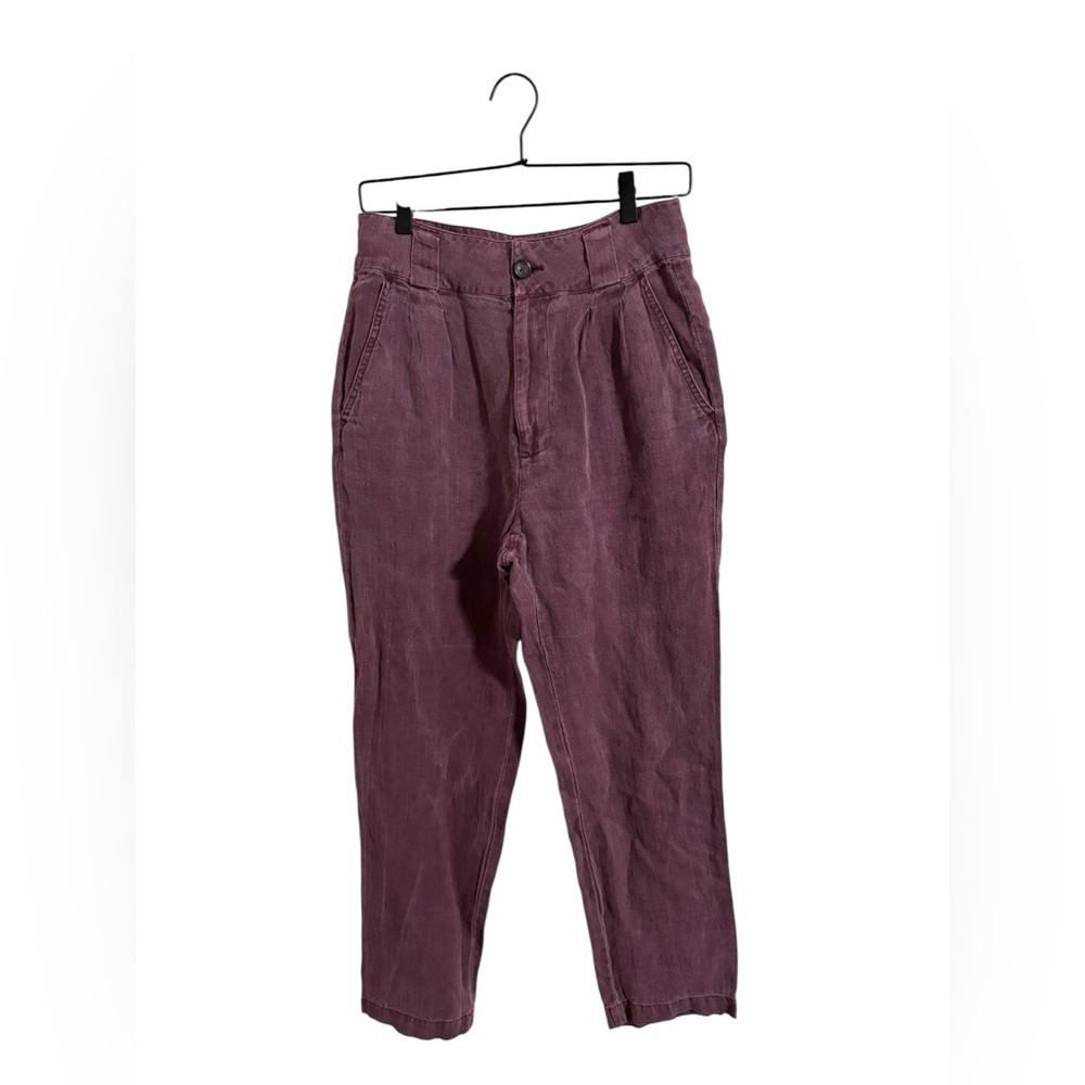Sundance Purple 100% Linen Pleated Trouser‎ Pants Size 6